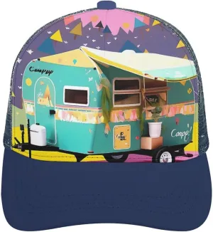 Hollow Baseball Cap You Make Me Happy Camper Trailer Baseball Hat Adjustable Hollow Hat Men Women's Mesh Hat Sun Visor Hat