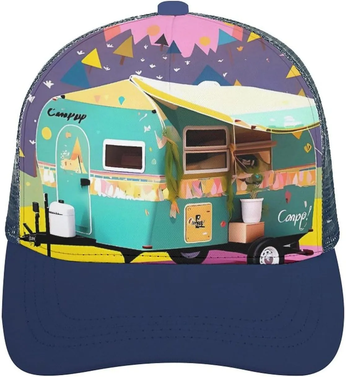 Hollow Baseball Cap You Make Me Happy Camper Trailer Baseball Hat Adjustable Hollow Hat Men Women's Mesh Hat Sun Visor Hat