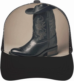 Hollow Baseball Cap Cowboy Black Hat Western Boots Baseball Hat Adjustable Hollow Hat Visor Hats for Men Women