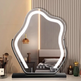 Hollywood Mirror Makeup Mirror with LED Light, Large Makeup Mirror Cloud Shape, Smart Touch Control Vanity Mirror, 3 Lighting Modes, Adjustable Brightness, Dressing Table Makeup Mirror(Black,30x43cm)
