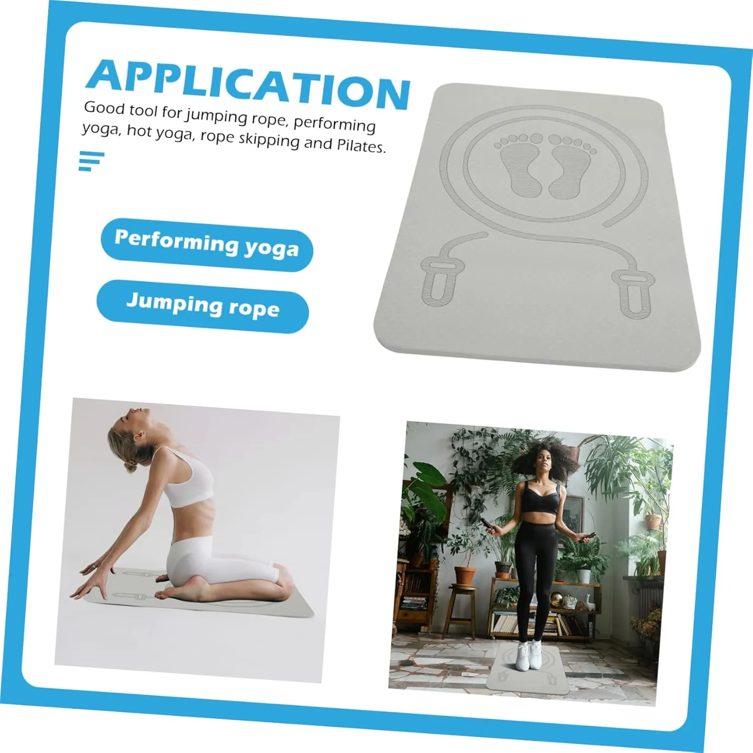 Homoyoyo Portable Non Slip Jump Rope Mat Multi Function Shock Absorbing Exercise Mat for Home Gym Tpe Workout