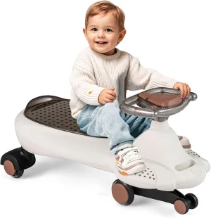 HONEY JOY Wiggle Car, Swing Car with Under-Seat Storage & Hauling Rope, LED PU Wheels, No Batteries, Music, Gears or Pedals, Uses Twist, Turn, Ride On Toy for Boys Girls 3 Years and Up (White)