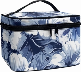 Horeset Blue Hibiscus Flower Women's Cosmetic Bag Washable Shoulder Bag Makeup Bag for Business Travel Outdoor Gym