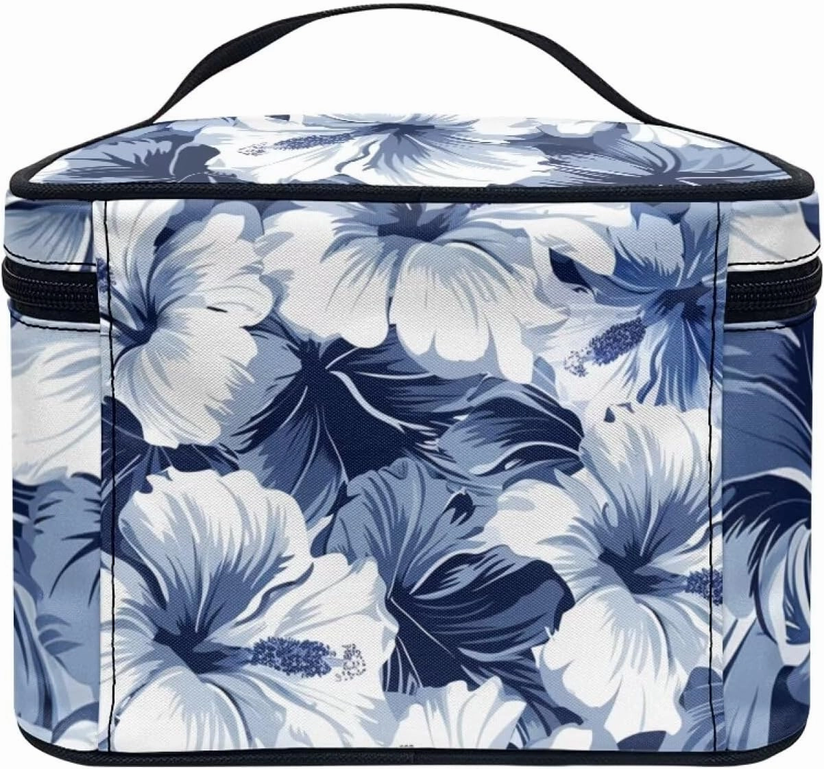 Horeset Blue Hibiscus Flower Women's Cosmetic Bag Washable Shoulder Bag Makeup Bag for Business Travel Outdoor Gym