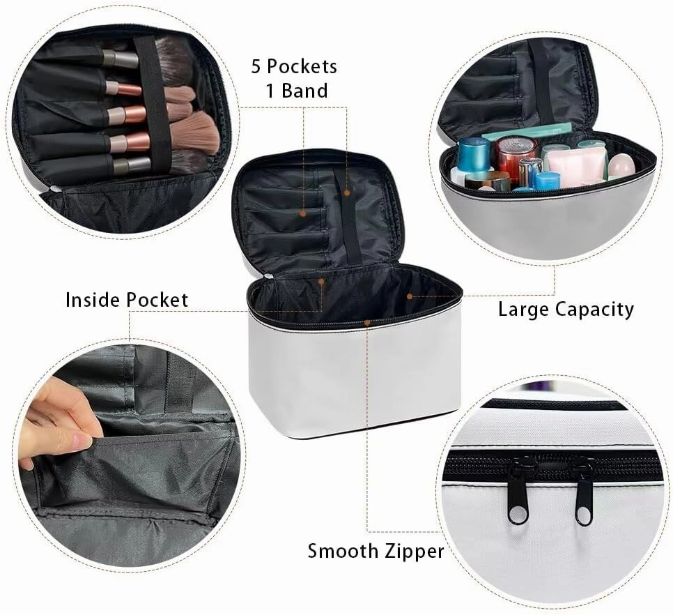 Horeset Blue Hibiscus Flower Women's Cosmetic Bag Washable Shoulder Bag Makeup Bag for Business Travel Outdoor Gym