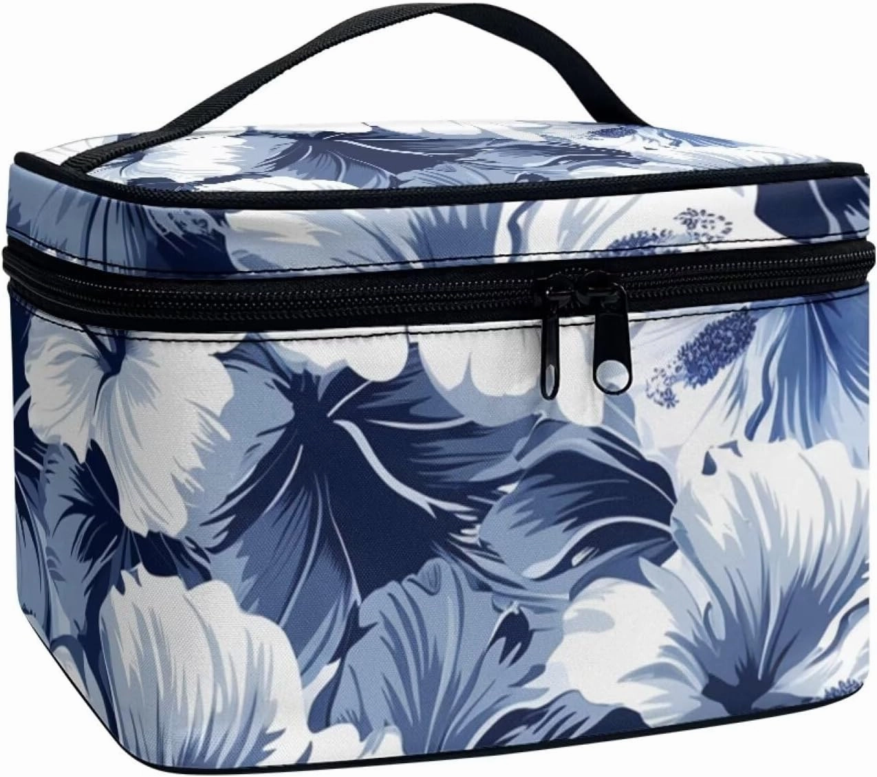 Horeset Blue Hibiscus Flower Women's Cosmetic Bag Washable Shoulder Bag Makeup Bag for Business Travel Outdoor Gym