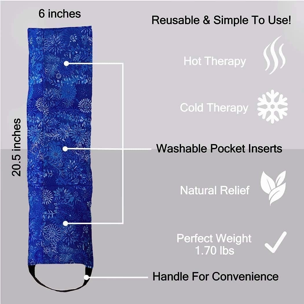 Hot Pockets Microwaveable Hot & Cold Heating Pad 3 Pockets Style for Neck, Shoulder, Elbow, Knee, Stomach & Lower Back – Reusable & Washable for Comfort & Relaxation - Blue Flower