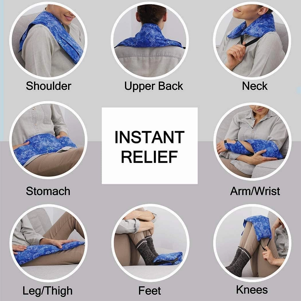 Hot Pockets Microwaveable Hot & Cold Heating Pad 3 Pockets Style for Neck, Shoulder, Elbow, Knee, Stomach & Lower Back – Reusable & Washable for Comfort & Relaxation - Blue Flower