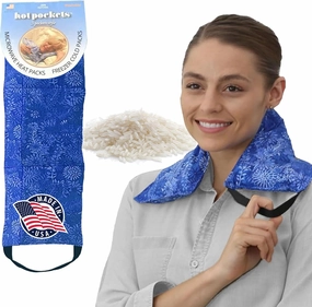 Hot Pockets Microwaveable Hot & Cold Heating Pad 3 Pockets Style for Neck, Shoulder, Elbow, Knee, Stomach & Lower Back – Reusable & Washable for Comfort & Relaxation - Blue Flower