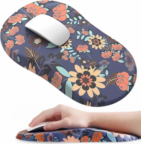 hueilm Ergonomic Mouse Pad Wrist Support,Pain Relief Mouse Pad with Wrist Rest,Entire Memory Foam Mouse Pad with Non-Slip PU Base,Comfortable Mousepad Perfect for Office & Home, 1PCS（Flowers）