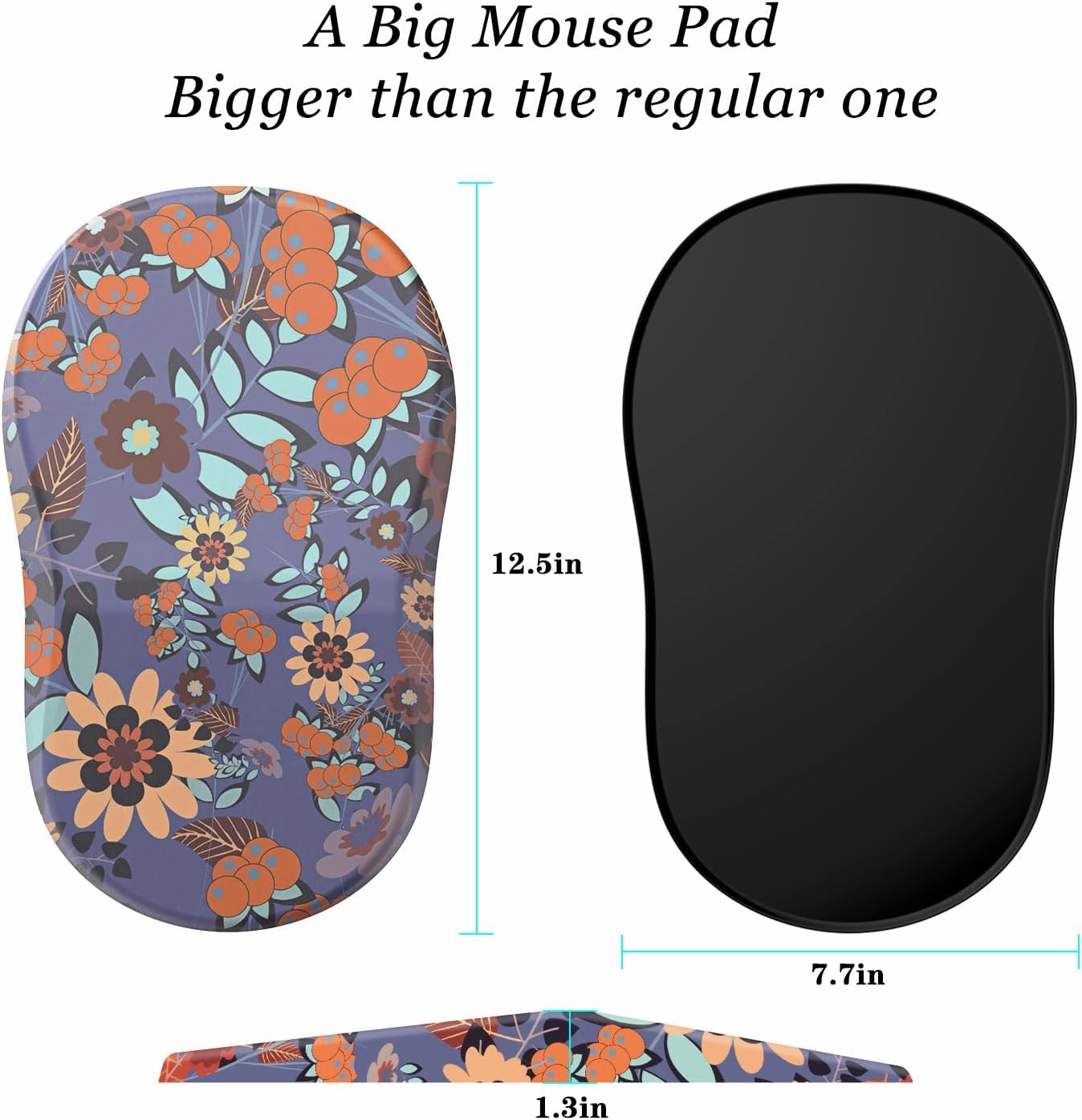 hueilm Ergonomic Mouse Pad Wrist Support,Pain Relief Mouse Pad with Wrist Rest,Entire Memory Foam Mouse Pad with Non-Slip PU Base,Comfortable Mousepad Perfect for Office & Home, 1PCS（Flowers）