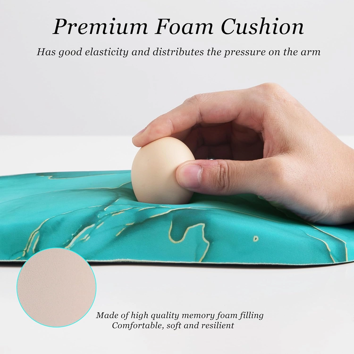 hueilm Ergonomic Mouse Pad Wrist Support,Pain Relief Mouse Pads with Wrist Rest,Entire Memory Foam Mouse Pad with Non-Slip PU Base,Comfortable Mousepad Perfect for Office & Home(Green Marble)