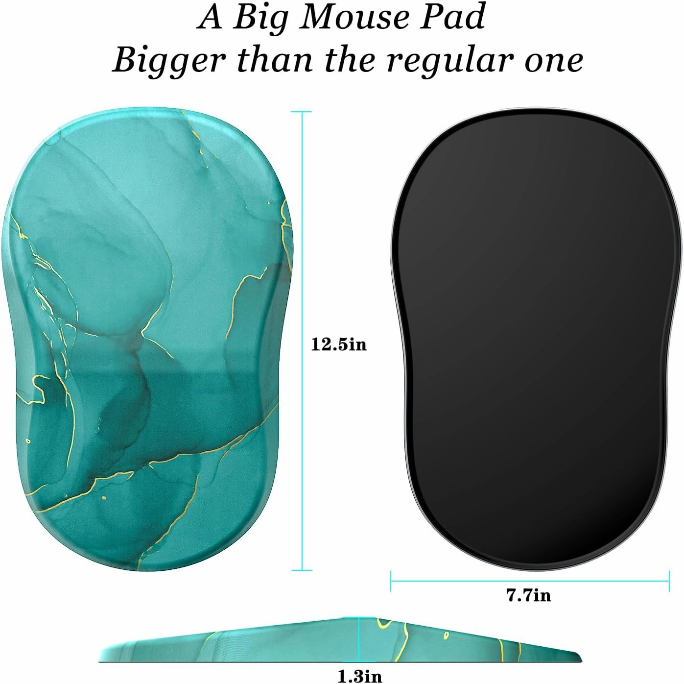 hueilm Ergonomic Mouse Pad Wrist Support,Pain Relief Mouse Pads with Wrist Rest,Entire Memory Foam Mouse Pad with Non-Slip PU Base,Comfortable Mousepad Perfect for Office & Home(Green Marble)