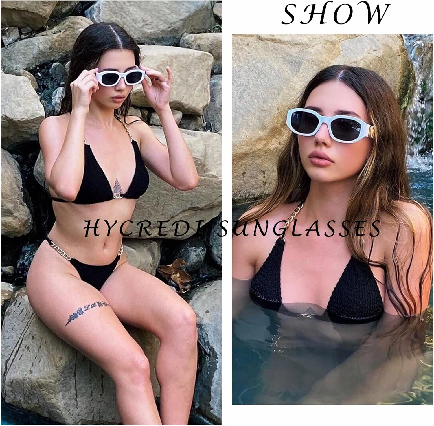 Hycredi Rectangle Sunglasses for Women Men Retro Driving Glasses 90’s Vintage Fashion Irregular Frame UV400 Protection
