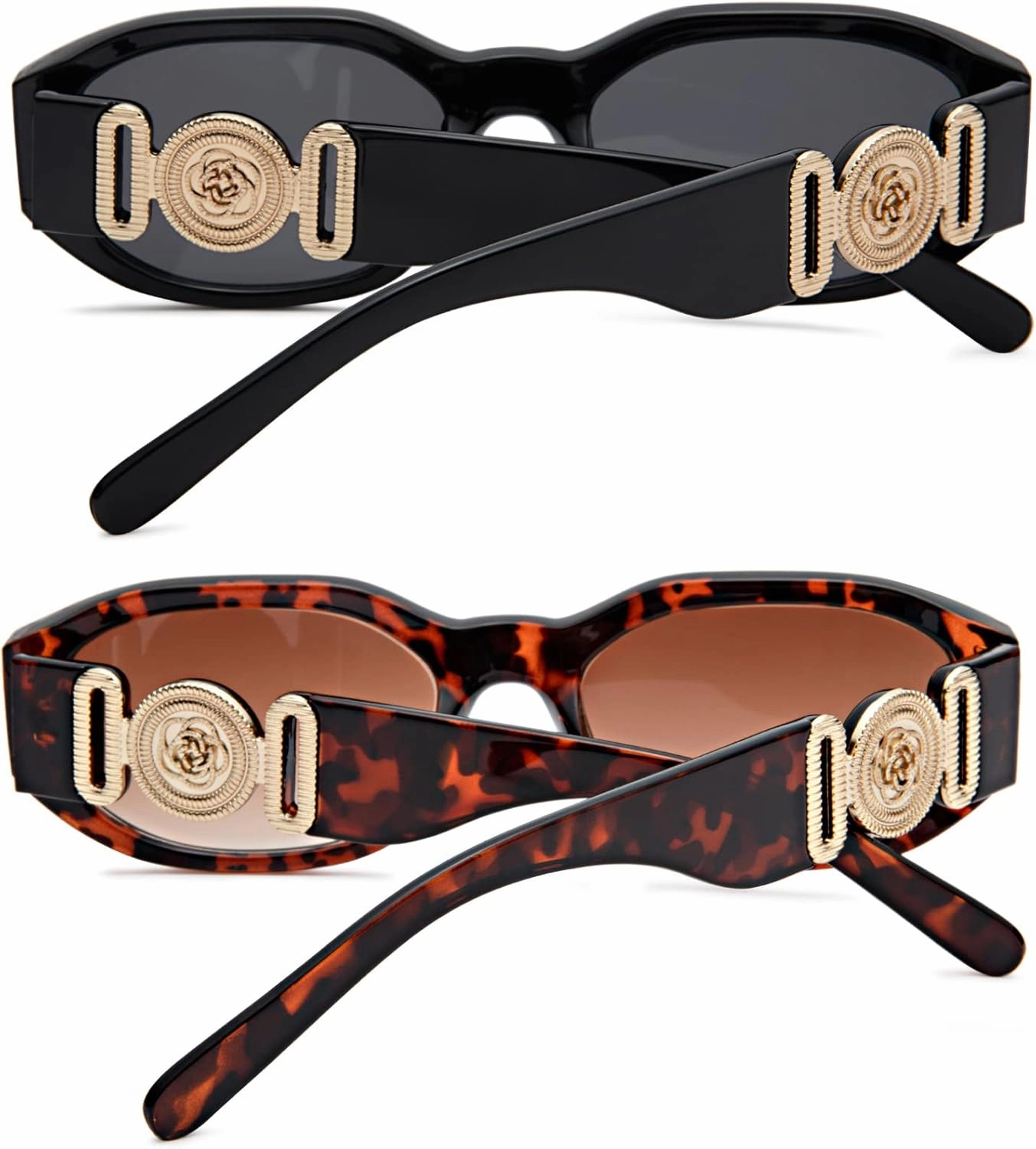 Hycredi Rectangle Sunglasses for Women Men Retro Driving Glasses 90’s Vintage Fashion Irregular Frame UV400 Protection