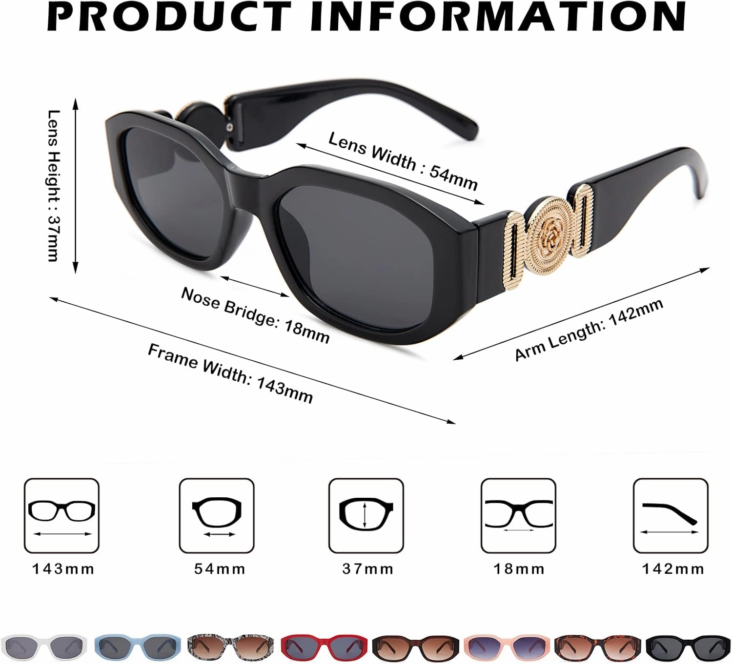 Hycredi Rectangle Sunglasses for Women Men Retro Driving Glasses 90’s Vintage Fashion Irregular Frame UV400 Protection
