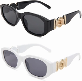 Hycredi Rectangle Sunglasses for Women Men Retro Driving Glasses 90’s Vintage Fashion Irregular Frame UV400 Protection