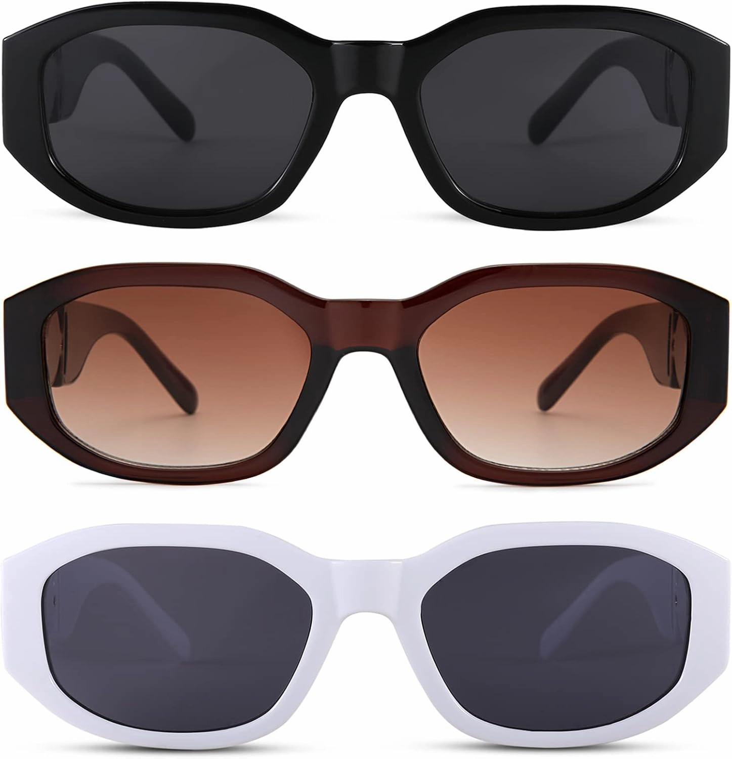 Hycredi Rectangle Sunglasses for Women Men Retro Driving Glasses 90’s Vintage Fashion Irregular Frame UV400 Protection