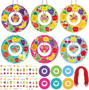 HyDren 24 Set Fruit of The Spirit Wreath Craft Kit for Kids Christian Religious DIY Wreath Craft Kit Make Your Own Fruit of The Spirit Ornament Sunday School Classroom Arts Activities Decor Supplies
