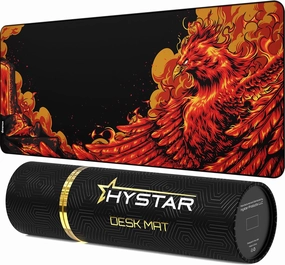Hystar® Extended Gaming Mouse Pad | XXXL 45" x 20" | 5mm Thick, Waterproof Surface, Smooth Polyester Fabric, and Natural Rubber Base | Mythic Phoenix
