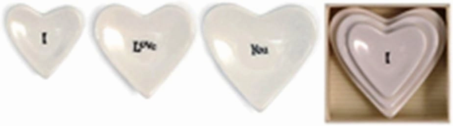 I Love You Stackable Heart Shaped Trinket Dish, Set of 3