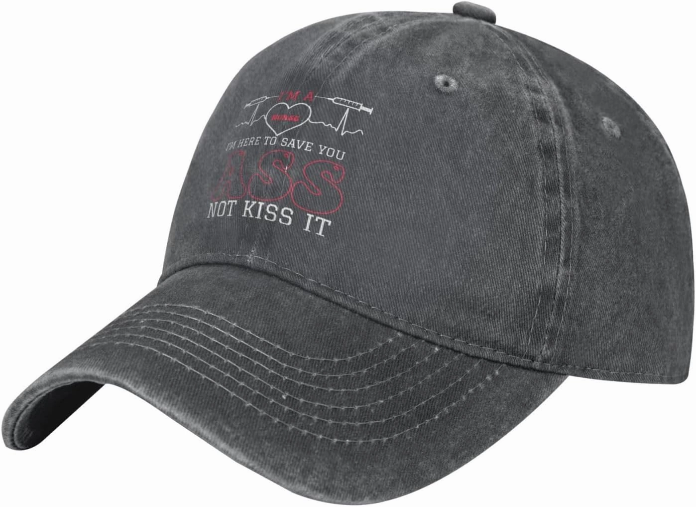 I'm A Nurse I'm Here to Save You Ass Not Kiss It Baseball Cap for Men Women Adjustable Vintage Washed Cotton Golf Hat