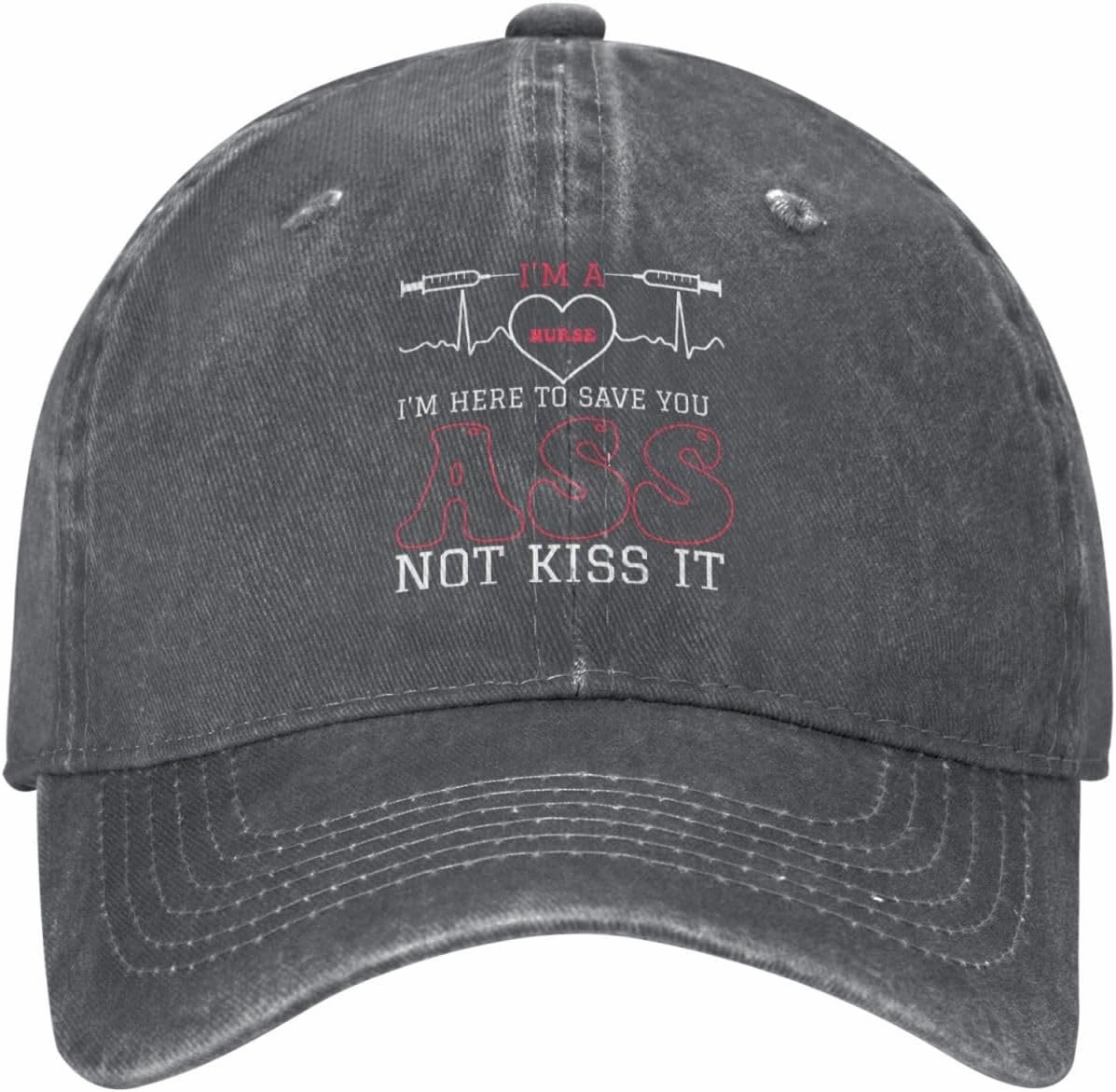 I'm A Nurse I'm Here to Save You Ass Not Kiss It Baseball Cap for Men Women Adjustable Vintage Washed Cotton Golf Hat