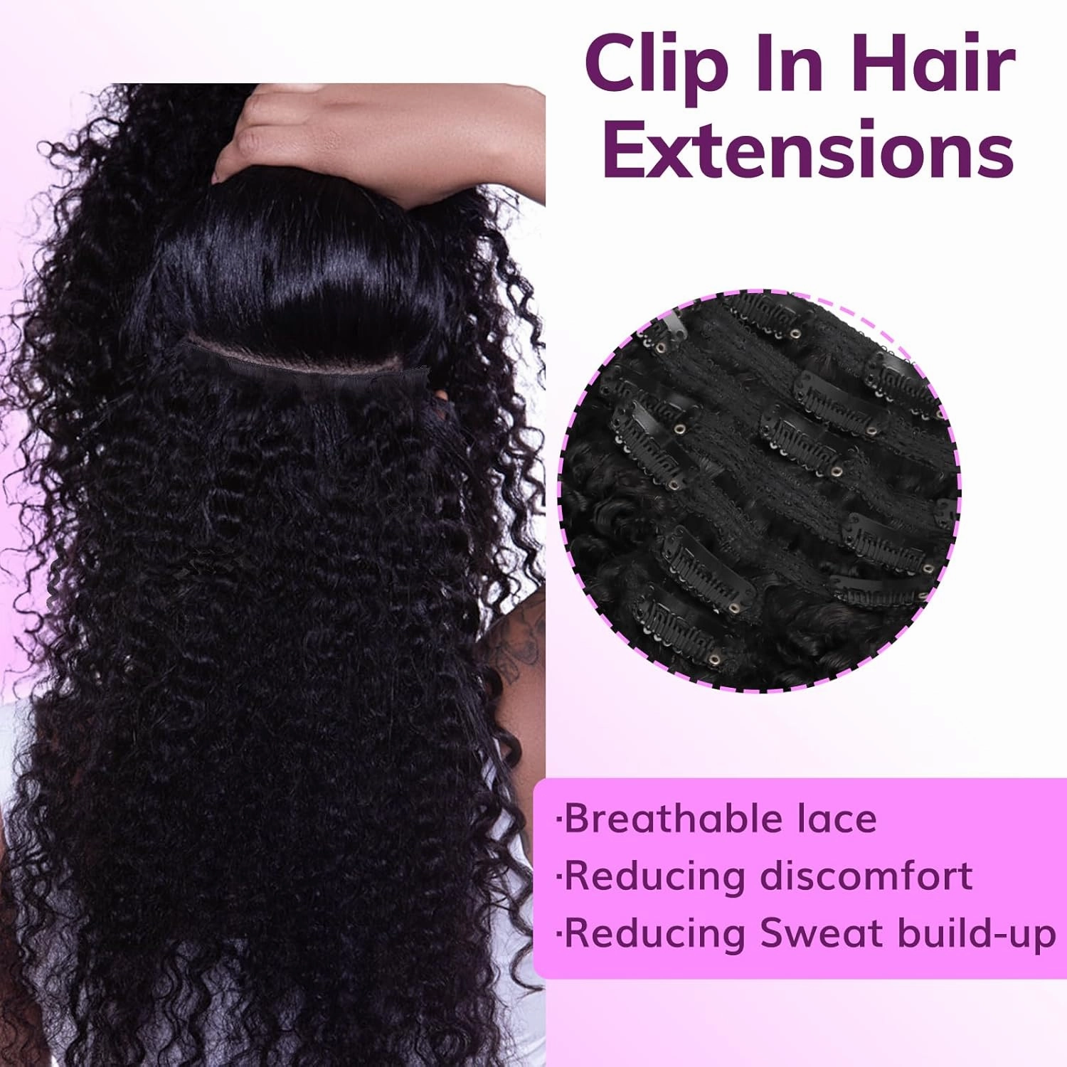 IDN BEAUTY Clip in Hair Extensions Real Human Hair Afro Kinky Curly 120g Natural Black Double-layer Lace Curly Clip In for Black Women Soft Breathable Lace Invisible Seamlessly Blending 7pcs 14 Inch