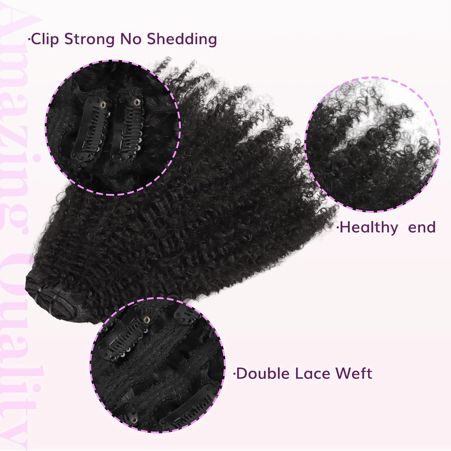 IDN BEAUTY Clip in Hair Extensions Real Human Hair Afro Kinky Curly 120g Natural Black Double-layer Lace Curly Clip In for Black Women Soft Breathable Lace Invisible Seamlessly Blending 7pcs 14 Inch