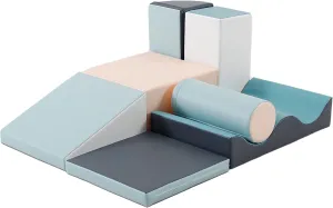 IGLU Soft Play Discoverer Set for Toddlers 1-3 Crawling and Climbing Indoor Foam Block Step and Slide Equipment Montessori Activity Toys 7 Shapes with Anti Slip (Pastel, Regular)
