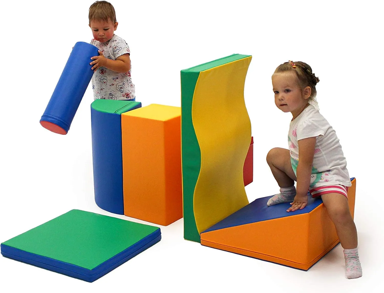 IGLU Soft Play Discoverer Set for Toddlers 1-3 Crawling and Climbing Indoor Foam Block Step and Slide Equipment Montessory Activity Toys 7 Shapes with Anti Slip (Multicolor, Large)