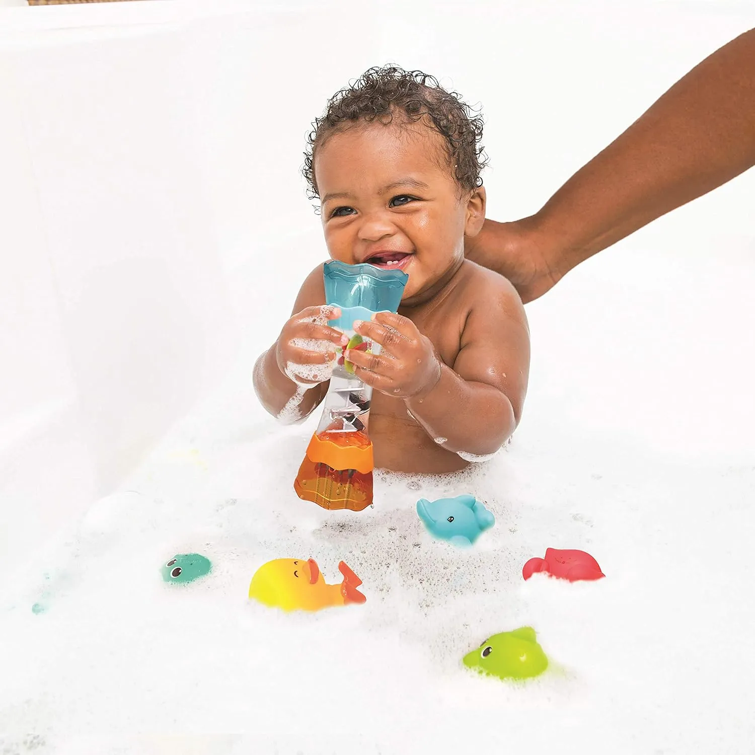 Infantino Splish & Splash Bath Play Set - Fishing Rod, Sea Pals, Bath Squirters, Stacking Cups, Fill & Spin Water Wand - Introduces Numbers, Stacking and Motor Skill Development - for Babies 0M 