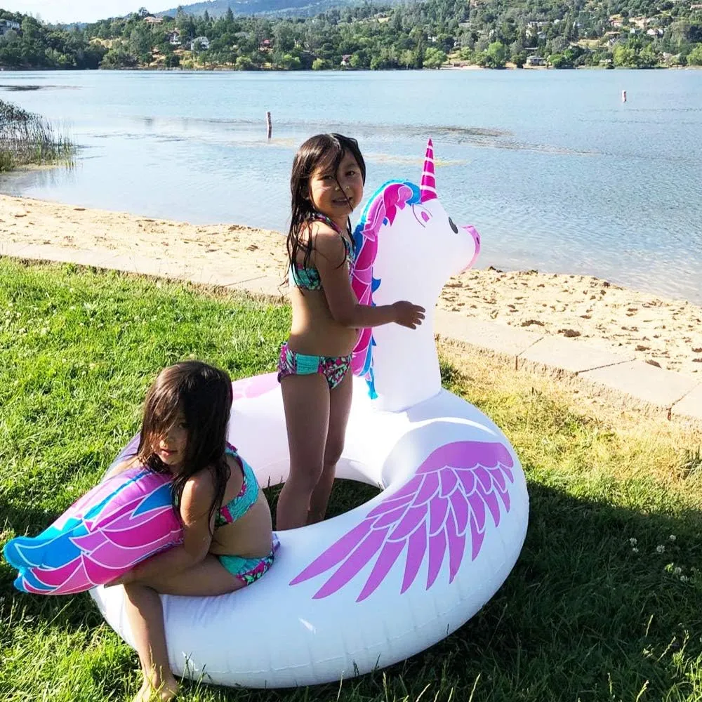 Inflatable Flamingo Pool Float Tube for Party, Inflatable Raft Pool Toys, Pool Float for Adults and Kids
