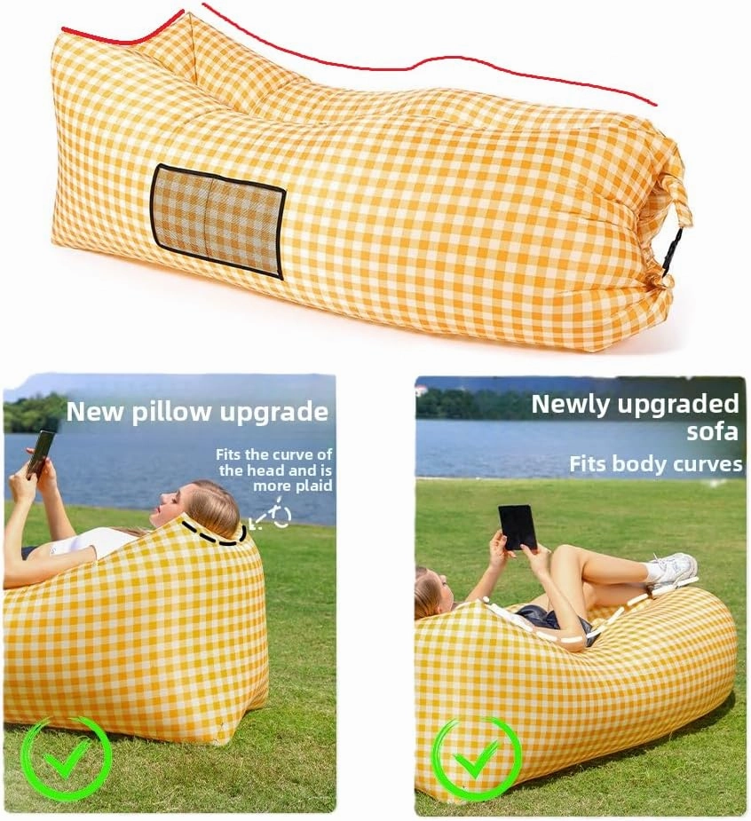 Inflatable Lounger Air Sofa Hammock-Portable,Water Proof Inflatable Couch for Beach Traveling Camping Picnics & Music Festivals (Flower)