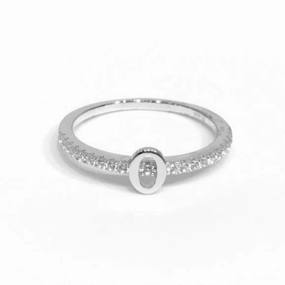 Initial Sparkle SILVER Ring