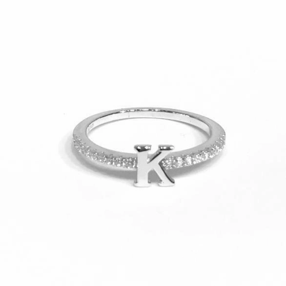 Initial Sparkle SILVER Ring