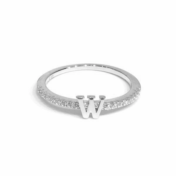 Initial Sparkle SILVER Ring