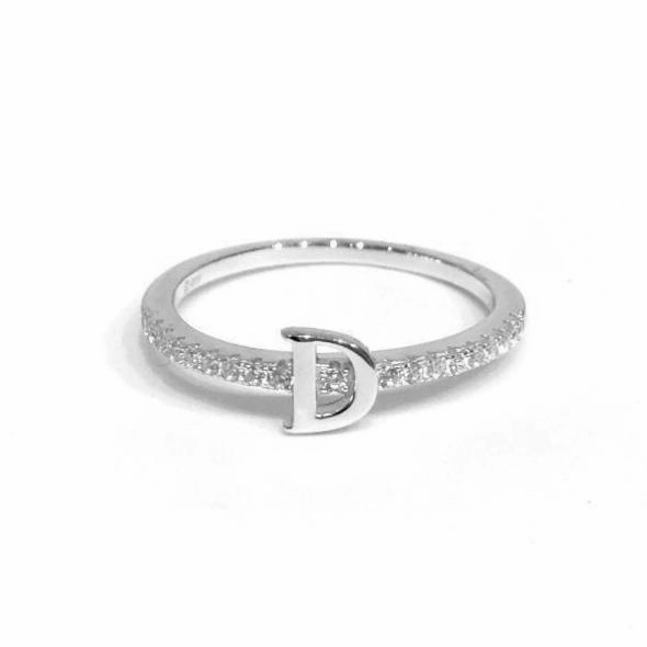 Initial Sparkle SILVER Ring