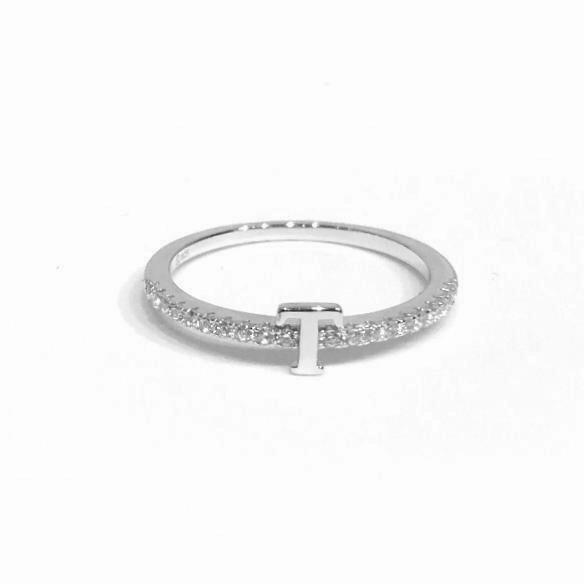 Initial Sparkle SILVER Ring