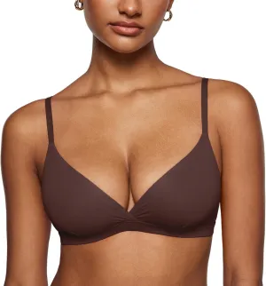 INLYRIC Women's Inbarely Triangle Bralette Comfortable Unlined V Neck Wireless Smoothing Bra Top Stretch