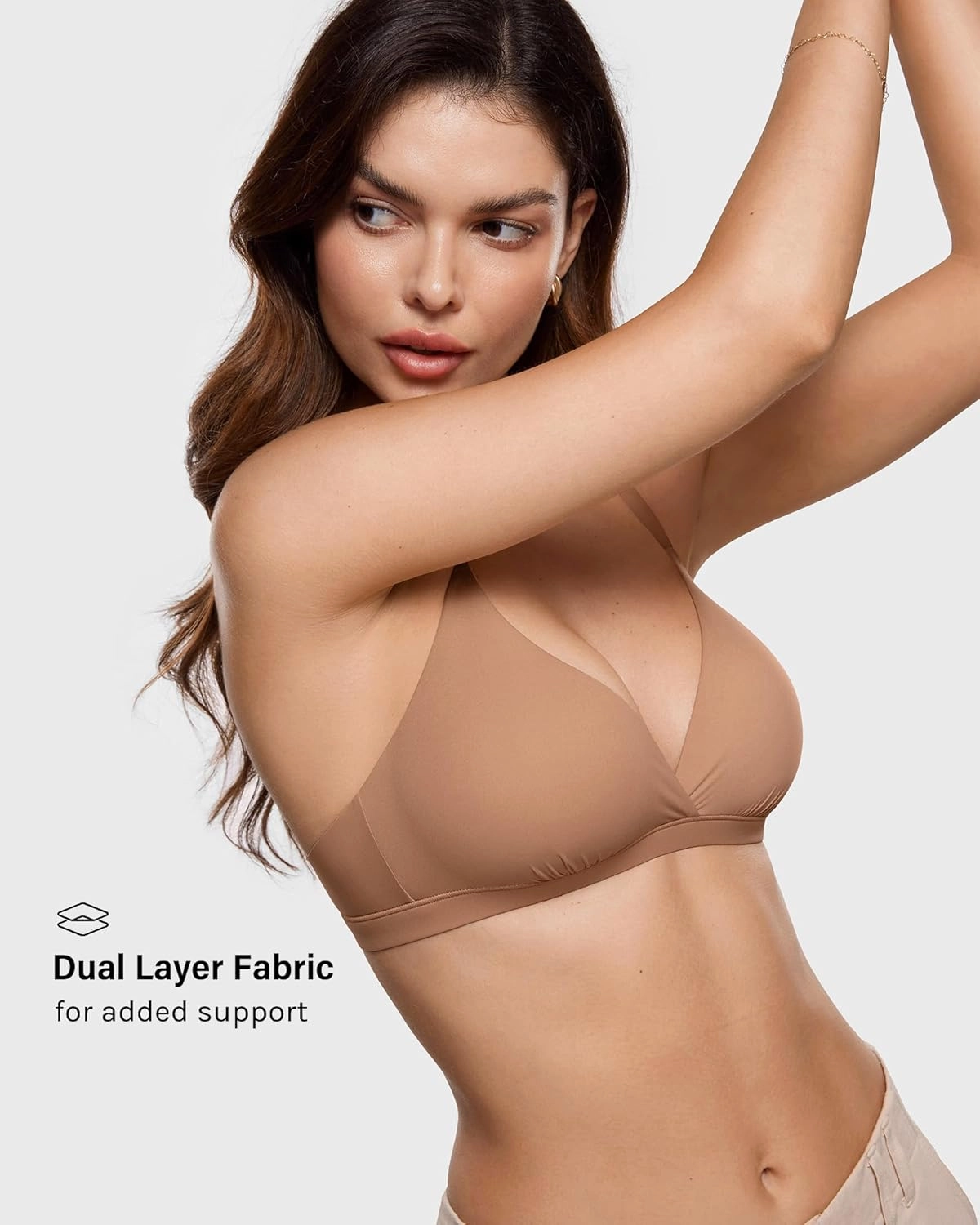 INLYRIC Women's Inbarely Triangle Bralette Comfortable Unlined V Neck Wireless Smoothing Bra Top Stretch