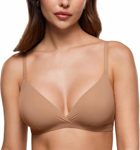 INLYRIC Women's Inbarely Triangle Bralette Comfortable Unlined V Neck Wireless Smoothing Bra Top Stretch