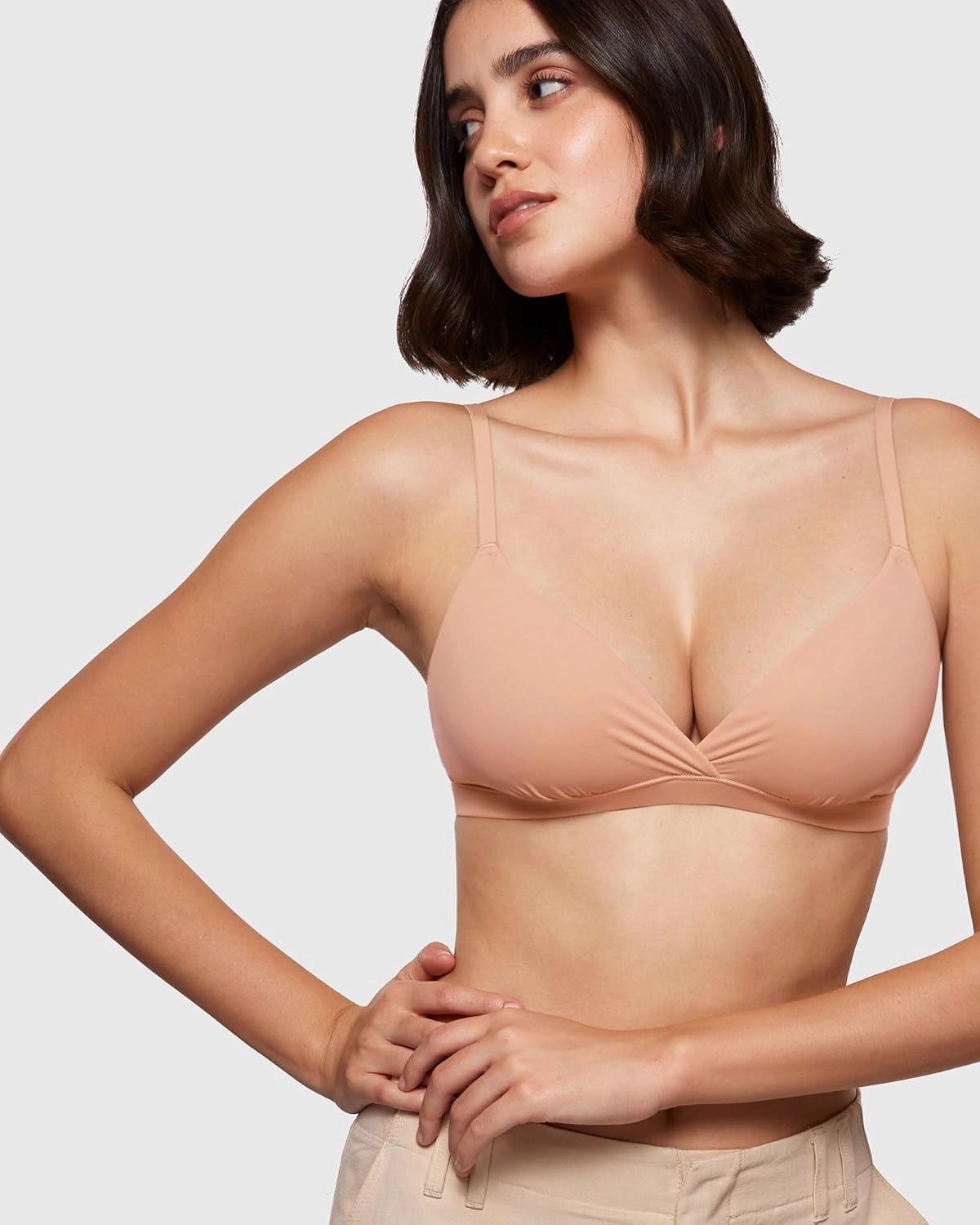 INLYRIC Women's Inbarely Triangle Bralette Comfortable Unlined V Neck Wireless Smoothing Bra Top Stretch