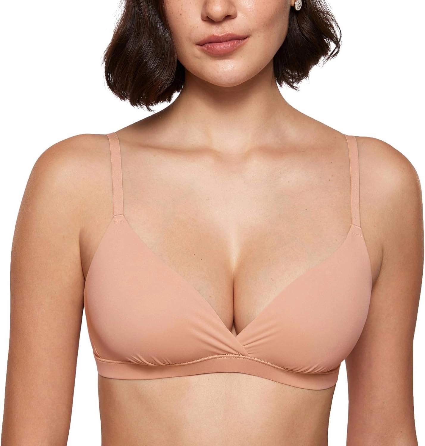INLYRIC Women's Inbarely Triangle Bralette Comfortable Unlined V Neck Wireless Smoothing Bra Top Stretch
