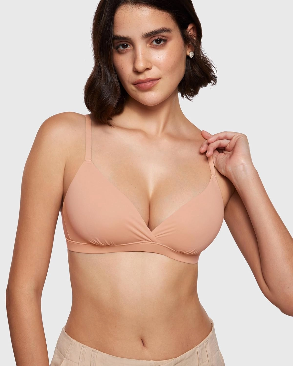 INLYRIC Women's Inbarely Triangle Bralette Comfortable Unlined V Neck Wireless Smoothing Bra Top Stretch