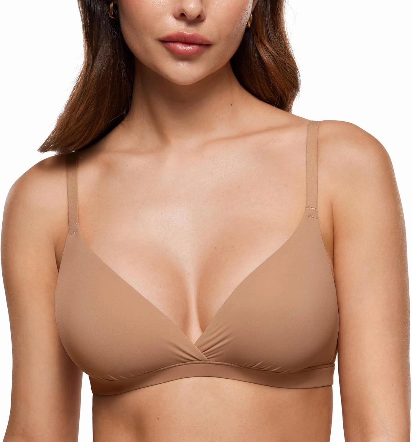 INLYRIC Women's Inbarely Triangle Bralette Comfortable Unlined V Neck Wireless Smoothing Bra Top Stretch