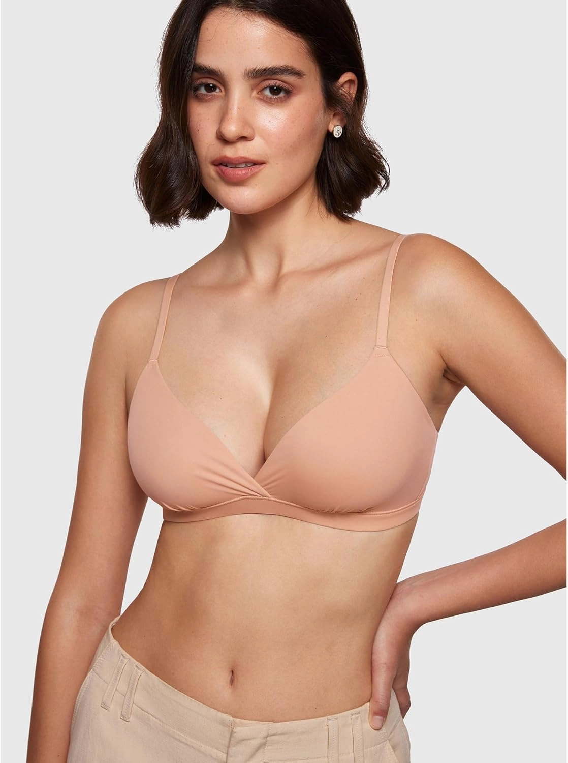 INLYRIC Women's Inbarely Triangle Bralette Comfortable Unlined V Neck Wireless Smoothing Bra Top Stretch