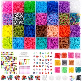 Inscraft 21900  Loom Bands Refill Kit with Organizer, 20000  Rubber Bands in 41 Colors, 1000 Clips,280 Beads, 5 Tassels, 5 Crochet Hooks and More, Bracelet Making Set for Girls Boys Christmas Gift