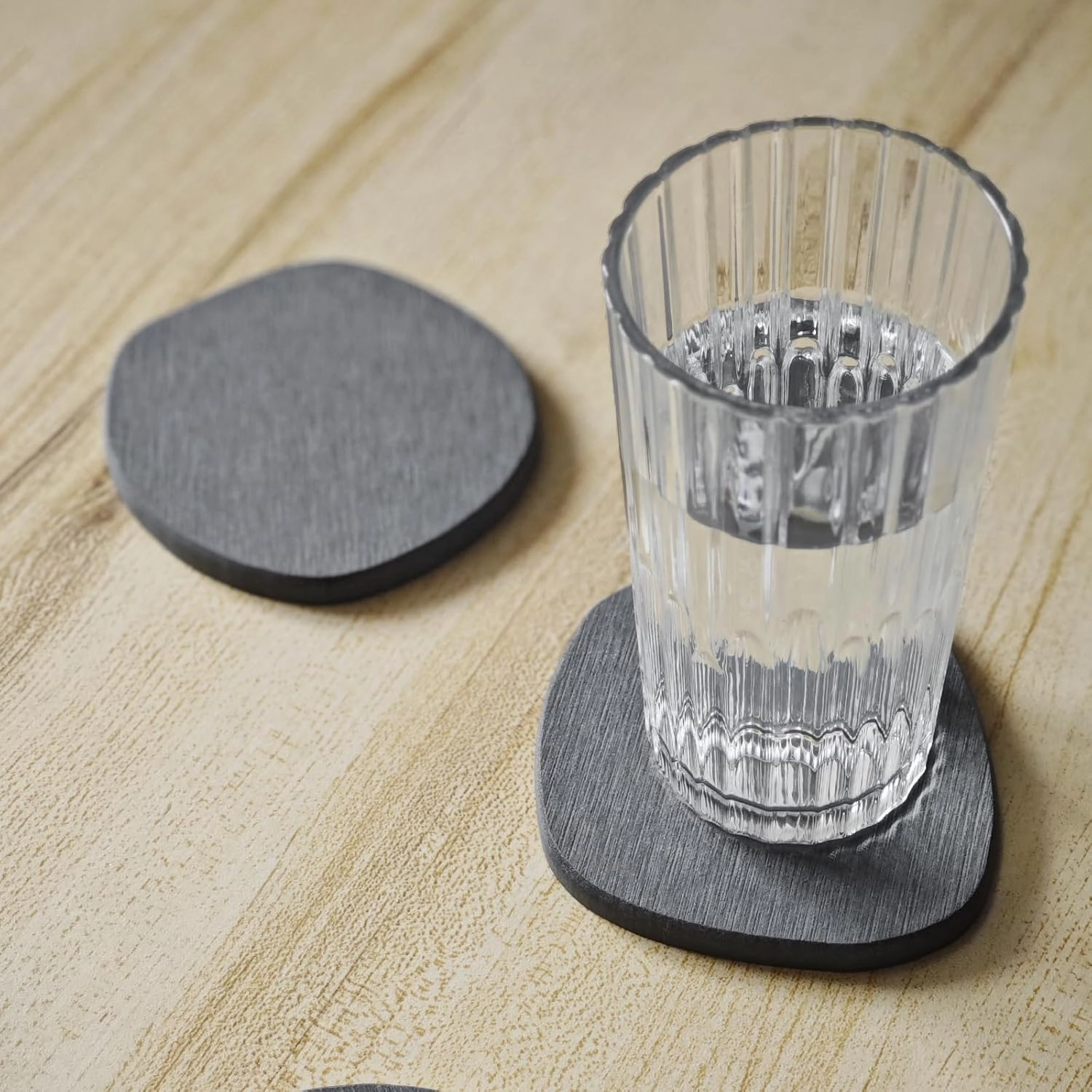 Instant Dry Stone Absorbent Diatomite Coaster Set of 6 for Drinks Wine Coffee, Modern Unique Cup Diatomaceous Earth Coasters for Coffee Table Office Desk, Deep Grey