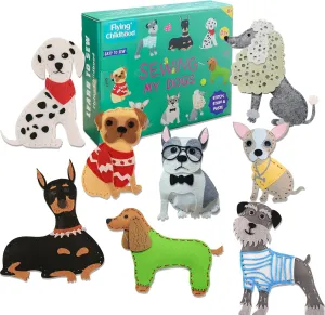 IROLEHOME 8 Pcs Puppy Sewing Kit for Kids 8-12 DIY Dog Stuffed Animal Crafts for Beginners Educational Toys for Girls Boys as Birthday Gift